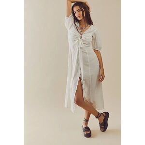 NWT FREE PEOPLE Sz XS KEEP IT ROMANTIC MIDI DRESS IN IVORY